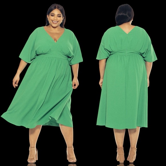 NWT Alexia Admor ‘August’ Midi Dress in Green Women’s Plus Size 3X - Picture 1 of 16
